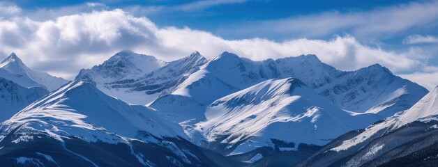 Majestic Snow-Capped Mountains under Clear Blue Skies - obrazy, fototapety, plakaty