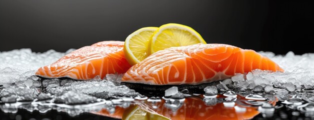 Chilled Slices of Salmon with Fresh Lemon Wedges