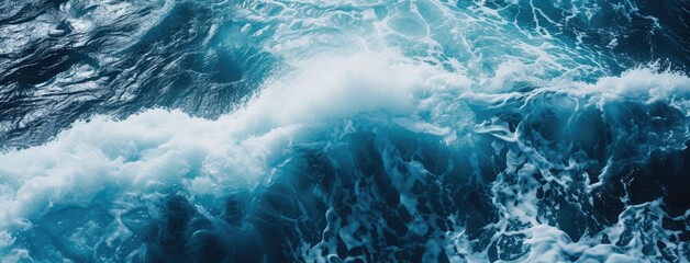 Aerial View of Crashing Ocean Waves - obrazy, fototapety, plakaty