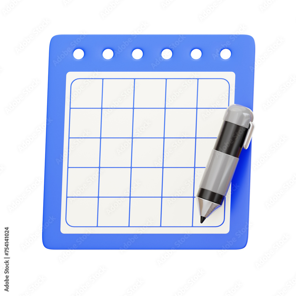 Poster 3d planner book model organized productivity. 3d illustration, 3d element, 3d rendering. 3d visualiz