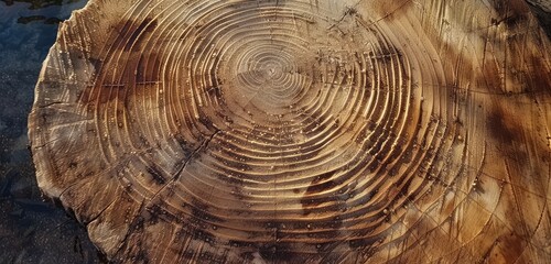 Detailed Tree Rings Texture on Timber Surface - obrazy, fototapety, plakaty