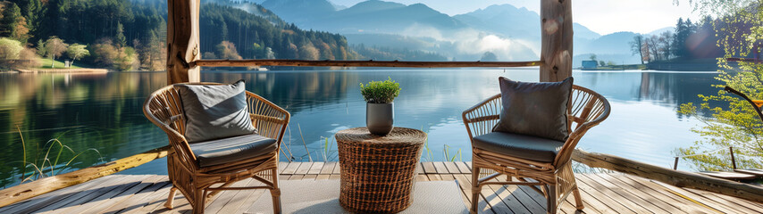Spring Serenity: A Boho-Styled Veranda Overlooking a Lake