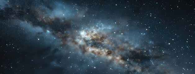 Majestic Milky Way Galaxy Panoramic View - obrazy, fototapety, plakaty