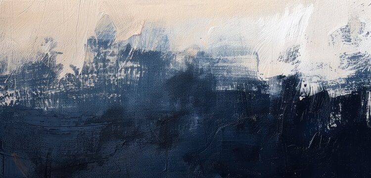 Abstract Artistic Blue and White Textured Painting