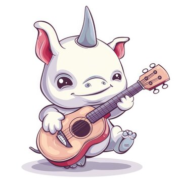 rhino playing gutar