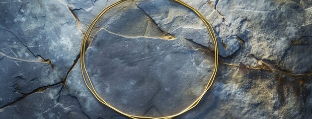 Elegant Golden Hoop on Textured Slate Surface