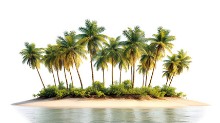 Fototapeta na wymiar Picturesque palm island on white background. generative ai