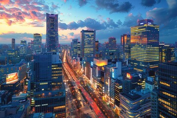 Fototapeta premium Dusk cloud sky over urban city professional photography