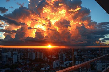 Dusk cloud sky over urban city professional photography