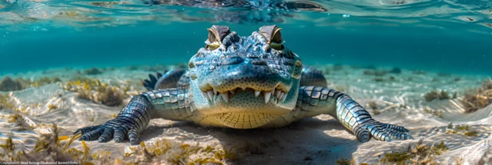 Fototapeten turtle swimming in the sea, Saltwater Crocodile on Sea  © sardar