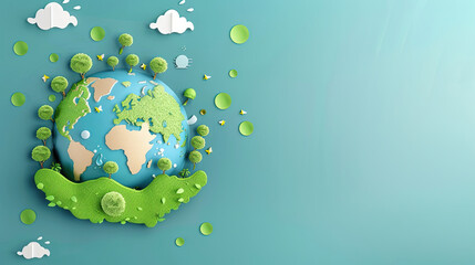 World water day background in 3d with wide copy space