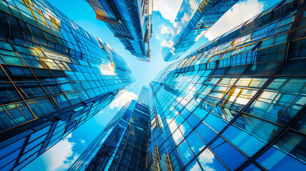 Fototapeta na wymiar business template ,Modern office buildings with blue sky, 