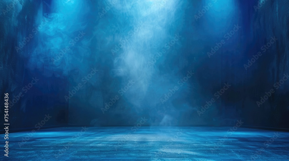 Poster blue stage background with gradient light. perfect empty room for showcasing your product in studio 