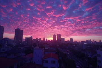 Fototapeta premium Dusk cloud sky over urban city professional photography
