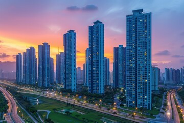 Dusk cloud sky over urban city professional photography