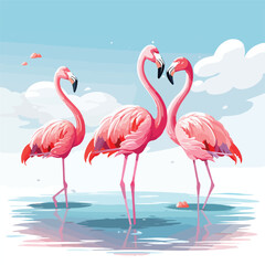 A group of flamingos vector illustration