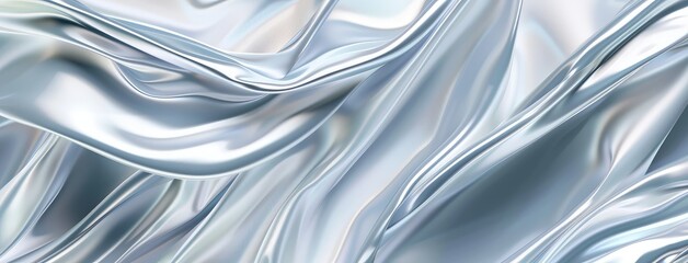 Elegant Silver Satin Fabric with Smooth Waves