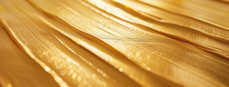 Close-Up of Golden Fabric Texture with Highlights