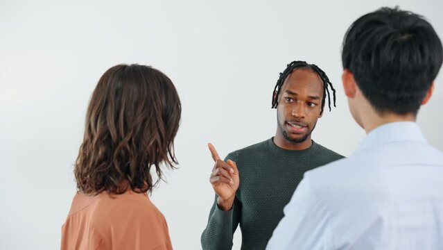 Multinational people standing and talking. Global business.