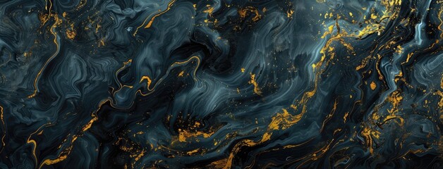 Luxurious Golden Swirls on Dark Marble Texture