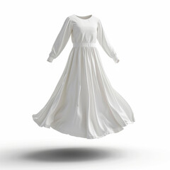 Obraz premium a blank white mock u dress floating in the air, product mockup.