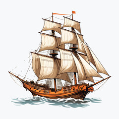 A vintage sailing ship vector illustration