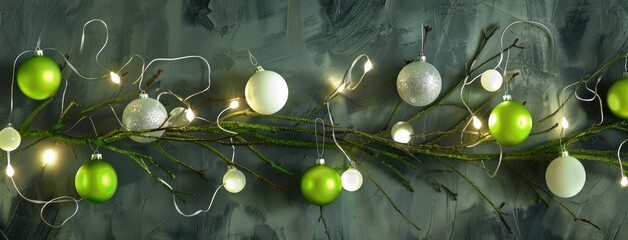 Festive Christmas Garland With Lights and Baubles