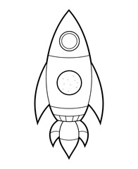 Cute and funny coloring page of a rocket. Provides hours of coloring fun for children. To color this page is very easy. Suitable for little kids and toddlers.