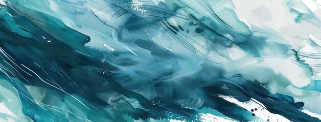 Abstract Aquatic Watercolor Wave Painting