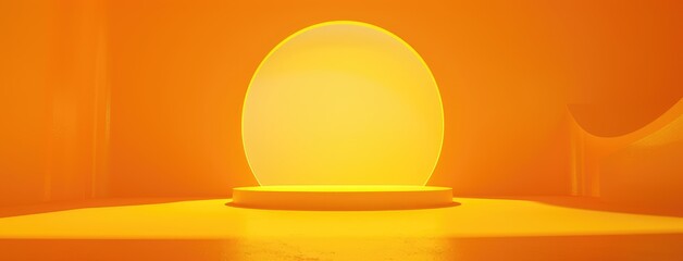 Abstract Orange Background with Glowing Sphere