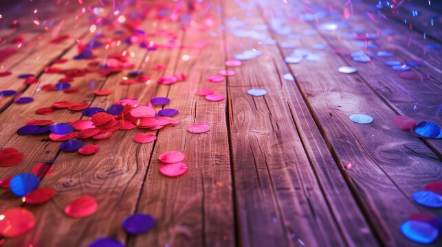 Festive Confetti Sprinkles on Wooden Planks