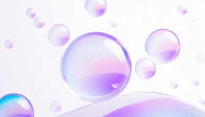 Abstract bubble design. Soap bubbles float in the air, air bubbles float in liquid. Moisture and cells, research and development. Viewing under a microscope. Chemistry and biology, natural sciences. 
