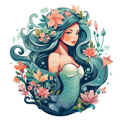 A whimsical mermaid vector illustration