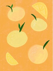 pattern with oranges and peaches drawing illustration