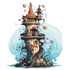 A whimsical wizards tower vector illustration