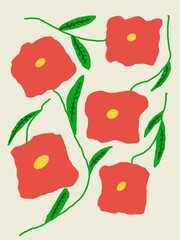 illustration pattern with red flowers
