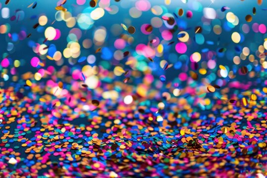 Falling colorful multicolored glitter confetti
