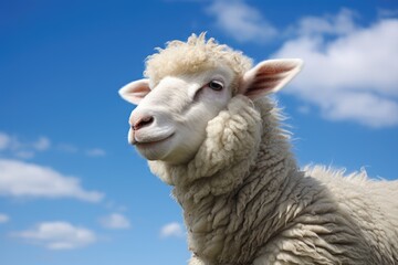 Obraz premium Sheep on the blue sky background.