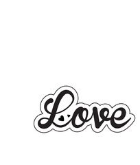 Love Calligraphy. Lettering vector illustration for poster, card, banner valentine day, wedding. Love text logo. Hand drawn typography word - love with doodle heart. Print for tee, t-shirt.