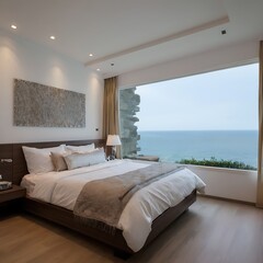 Hotel room or bedroom with double bed and garden views