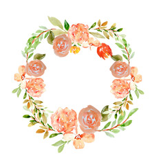 Delicate Watercolor Floral Wreath - Botanical Illustration for Home Decor and Design Projects