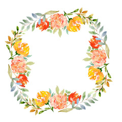 Delicate Watercolor Floral Wreath - Botanical Illustration for Home Decor and Design Projects