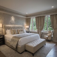 Modern bedroom in hotel
