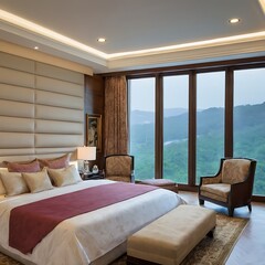 Minimal interior. modern interior of a bedroom