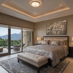Luxury modern style bedroom interior of a hotel bedroom