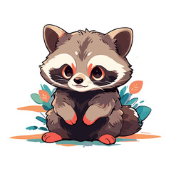 Sweet raccoon graphic showcasing its endearing features.