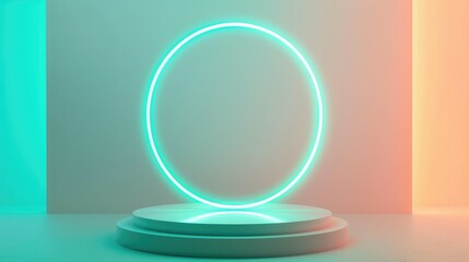 Futuristic Neon Light Circular Display Stand