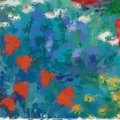Fototapeta premium Oil paintings and various flowers, roses, peonies, lotus leaves, and lotus flowers are beautiful