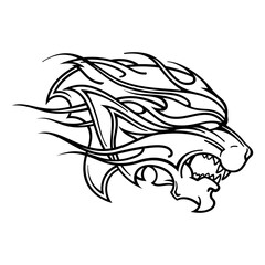 Predator Beast Head Mascot Line Art. Print or Tattoo Design. Vintage Hand Drawn Vector Illustration