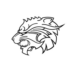Predator Beast Head Mascot Line Art. Print or Tattoo Design. Vintage Hand Drawn Vector Illustration